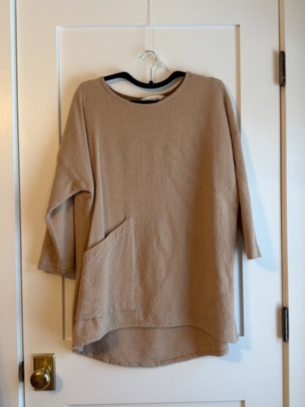 Elizabeth Suzann Harper Tunic in lightweight fawn wool - OSM.